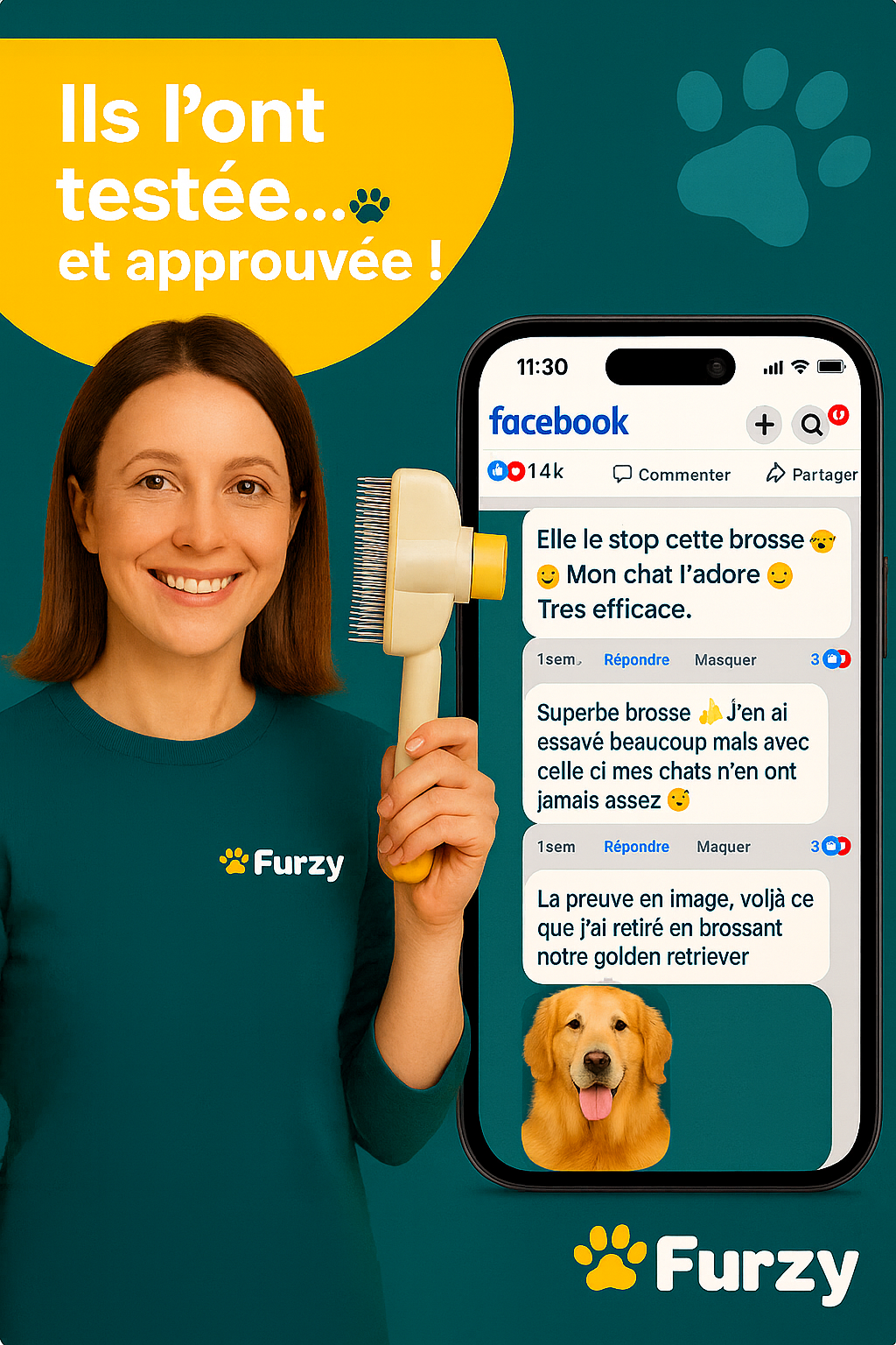Furzy™ – Brosse Auto-Nettoyante 🐾