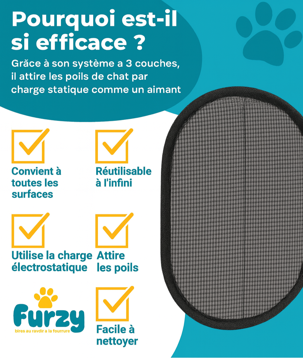 Furzy™ – Gant Attrape-Poils Réutilisable & Lavable 🐾